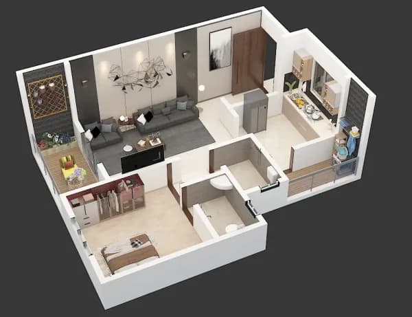 1 BHK Apartment Interior